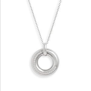 Argento Vivo SS Circle Pavé Pendant Necklace NWT